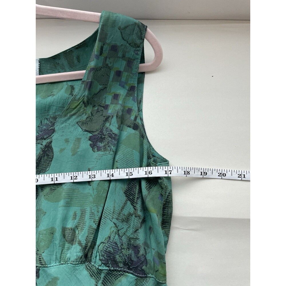 Click by Color Me Cotton Layered Green Floral Cupro Rayon Midi Dress SZ M Tiered - Picture 6 of 7